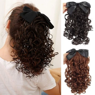 Retro Short Curly Ponytail Wig Comb Style Children Adult Wig Ponytail  Girls - Image 1 of 4