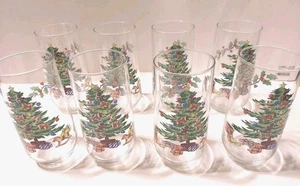 8 Pc Vtg Luminarc Noel Christmas Tree Holiday 12 Oz Drinkimg Glasses Tumblers  - Picture 1 of 10