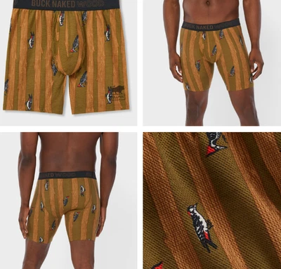 Calzoncillos boxer Bullpen con patrón de madera desnuda Buck para hombre estampado de pájaro carpintero ¡TALLA MEDIANA!!! Foto 1 de 4