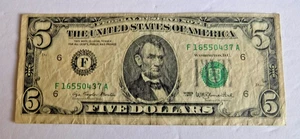 1977 $5 FRN Error - Front to Back Offset Printing Error (Reverse) FR 1974F - Picture 1 of 3