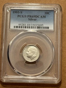 1995-S ROOSEVELT SILVER DIME PCGS PR69DCAM - Picture 1 of 2