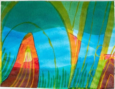 Willibrord Haas Abstrakt zeitgenössisch Unikat signiert Aquarell 2017 Großformat - Bild 1 von 2