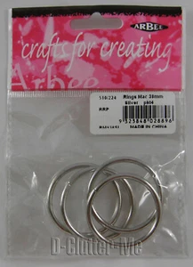 METAL O RINGS CRAFT MAC 38MM SILVER ARBEE PACK OF 4 UNWELDED CRAFT LEATHER X 4 - Picture 1 of 2