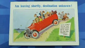 Vintage Donald McGill Comic Postkarte 1930er Charabanc Busfahrt Autofahren Thema - Bild 1 von 2