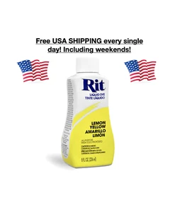 Neu Rit Allzweck flüssiger Farbstoff zitronengelb 8 Unzen Flasche Watte Nylon USA - Bild 1 von 2