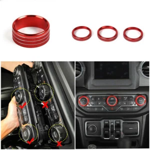 4x Air Conditioner Audio Headlight Switch Knob Ring Trim For Jeep Wrangler JL - Bild 1 von 10