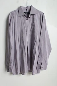 Eterna Black Line Mens Long Sleeve Striped Shirt Purple - Size 17 (ZA7) - Picture 1 of 3