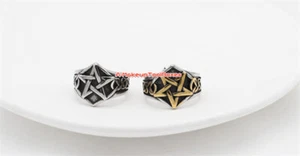 Men's Punk Stainless Steel Celtic Wiccan Pagan Pentagram Star Ring 7-13# J506 - Picture 1 of 10