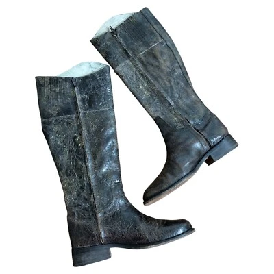 Botas de montar Steven By Steve Madden Reins talla 7,5 cuero marrón envejecido desgastado Foto 1 de 4