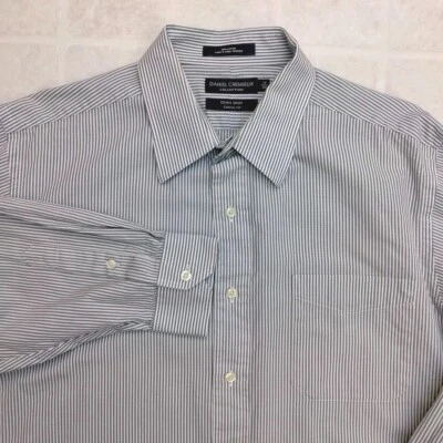 Daniel Cremieux Collection Denis Dress Shirt sz 17 34 Gray Stripe Classic Fit - Image 1 of 4