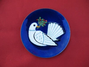 Vintage Annemarie Davidson Peace Dove Xmas Vibe Emaille auf Kupferschale MCM EINWANDFREI! - Bild 1 von 4