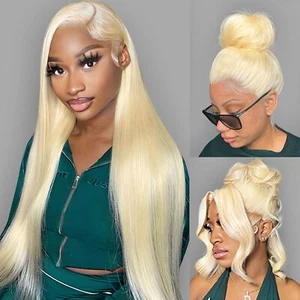 Blonde 613 Full Lace Wig Transparent Straight 180% Density 613 Frontal Wig 24" - Picture 1 of 12