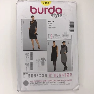 Burda 7482 Plus Size US 22 B: 122cm W: 104cm V-neck Formal Dress Sewing Pattern - Picture 1 of 7