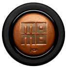 Genuine Momo BROWN CIGAR LEATHER steering wheel horn button. (59mm diameter)