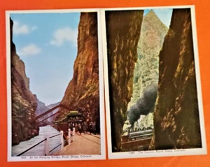 2 Postkarten, Zug an der Hängebrücke Royal Gorge, Colorado 4389 & 4426 - Bild 1 von 4