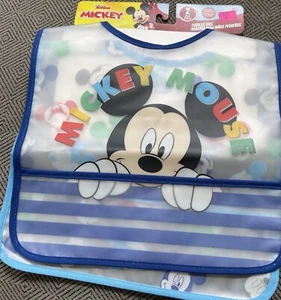 Disney Junior Mickey Mouse 2 Pack Translucent Water Resistant Toddler Bibs NEW - Picture 1 of 2