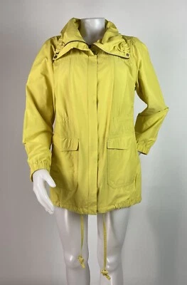 Chaqueta cortavientos Eileen Fisher pequeña amarilla anorak cremallera completa cuello alto Foto 1 de 4
