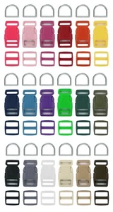 1 inch (25mm) Colored Dog Collar HARDWARE KITS 18 Color Assortment Set - Picture 1 of 5