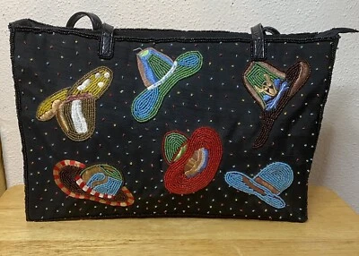 Nuevo Bolso de Hombro Coast Negro Multicolor con Cuentas Sombreros de Vaquero del Oeste Foto 1 de 4