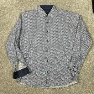Jared Lang Shirt Mens L Floral Geometric Button Up Long Sleeve Abstract Preppy - Picture 1 of 9