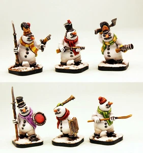 Unpainted Fantasy Resin Snowmen-28mm Scale-WhiteMetal Weapons Alternative Armies - Picture 1 of 14