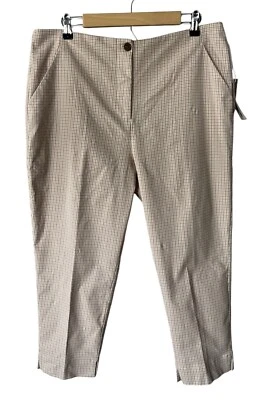 Worthington Slim High Rose Ankle Pants Taupe Plaid Size 16P NWT - Image 1 of 4