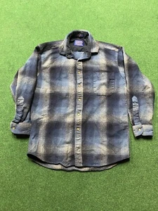 Camisa de Franela Pendleton De Colección Para Hombres M Azul Estampado Ombré Lana a Cuadros Bolsillo Único - Imagen 1 de 6