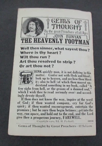 Gospel Post Card, Gems of Thought, Great Preachers John Bunyan, Heavenly Footman - Picture 1 of 2