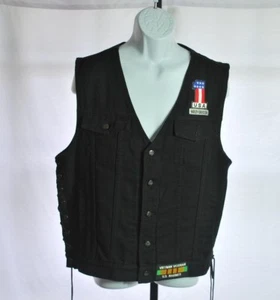 Chaleco Harley Davidson negro "Vietnam Vet" con cordones laterales para hombre talla única - Imagen 1 de 5
