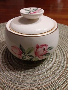 Vintage Homer Laughlin Rhythm Pink Magnolia  Sugar Bowl w/ Gold Trim - Bild 1 von 11