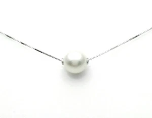 CATENA IN ORO BIANCO 18 CT 750 E PERLA PASSANTE - Foto 1 di 1