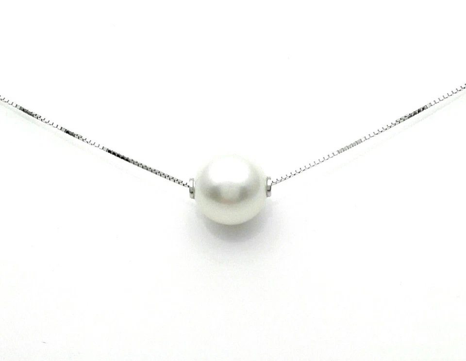 CATENA IN ORO BIANCO 18 CT 750 E PERLA PASSANTE - Immagine 1 di 1