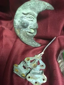 Crescent Moon Antique Door Knocker Metal Decorative Arts Hardware Great Patina - Picture 1 of 12