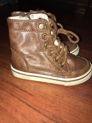 Botas altas Cherokee marrón coñac talla 7 cordones cremallera niños pequeños Foto 1 de 4