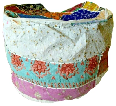 Sitzkissenbezug Pouf Ottomans Patchwork Beige 40x50 cm Handgefertigt Baumwolle - Bild 1 von 4