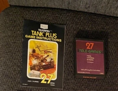  TANK PLUS Atari 2600 videogame cartridge by Sears Telegames VCS manual 27 games - Image 1 of 2