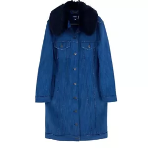 Levi's Made & Crafted Women Blue Trucker Trench Coat Jacket Size M - Picture 1 of 11