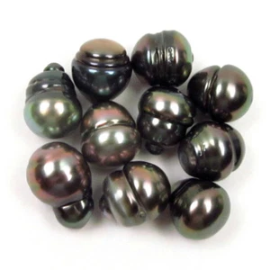 10 piezas Perla negra tahitiana suelta barroca de forma extraña 11-12 mm sin perforar - Imagen 1 de 2