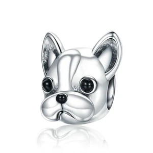 Charm Bulldog Francese Pet Cane Animale Originale Argento Sterling 925 π - Foto 1 di 10