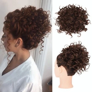 Kinky Curl High Puff Drawstring Clip in  Hair Bun Hairpieces Clip In Pony Tail - Picture 1 of 22