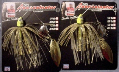 R&S BAITS 2 ~Pro Assassinator 5/16 oz Compact Spinnerbait CWNG-CGS Chart. Golden Shiner