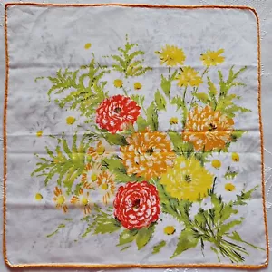 "PAÑUELO DE COLECCIÓN AUTÉNTICO ARTE FLORAL RAMO DE FLORES ALGODÓN 11" - Imagen 1 de 3