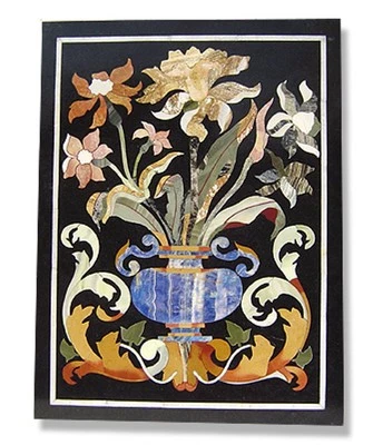 24" x 18" Black Marble Dining Coffee Corner Centre  Table Top Mosaic wall panel - Image 1 of 3