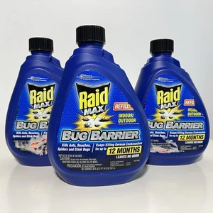 3 Raid Max Long Lasting Bug Barrier Indoor Outdoor Pesticide Refill 30 Fl Oz - Picture 1 of 10