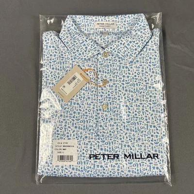 Camisa de Golf Peter Millar Polo CS Verano Comodidad Toga Fiesta Estampado Grande Blanca $115 Foto 1 de 4
