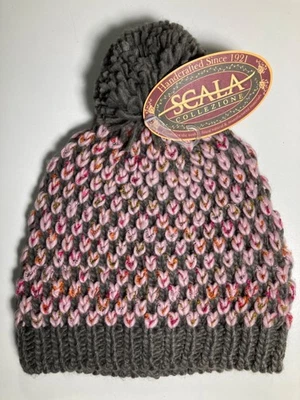 Sombrero de punto para mujer Scala Collezione 100% acrílico rosa/gris talla única Foto 1 de 4