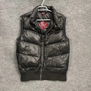 Onitsuka Tiger Puffer Vest S/M Black Vintage Streetwear Full Zip - Picture 1 of 16