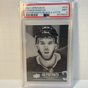 Retratos de cubierta superior Conner McDavid negro blanco PSA como nuevo 9 104/250 2021 - Imagen 1 de 2