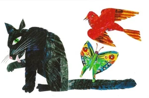 Postcard Eric Carle "Cat, Bird, Butterfly" Illus fm 'Draw Me a Star' (1992) MINT - Picture 1 of 1