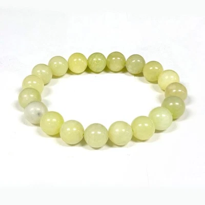 10mm Jade Gemstone Round Bead Unisex Handmade Stretch Bracelet - Image 1 of 2